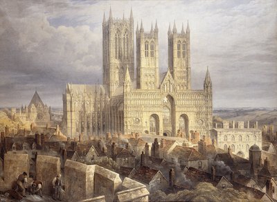 Cathédrale de Lincoln depuis le nord-ouest, vers 1850 - Frederick Mackenzie